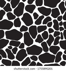 Seamless pattern of giraffe skin. Black geometric endless texture on the transparent background. For decoration, print, design interiors.