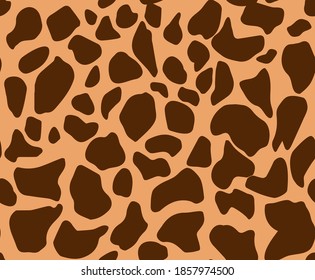 Patrón sin foco de piel de jirafa.  Textura interminable geométrica, manchas marrones en el fondo beige. Para la decoración, la impresión, el diseño interior.