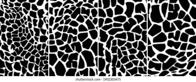 Seamless pattern with giraffe skin texture black and white.Giraffe print. Animal print.vector illustration. Fashionable print.