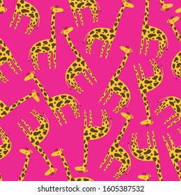 Seamless pattern with giraffes. Background for textile, fabric, web, wrapping paper and other design.