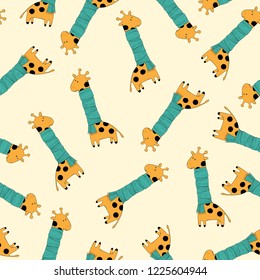 Seamless pattern with giraffes for children. Vector illustration