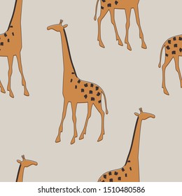 Seamless pattern. Giraffes. Color print.