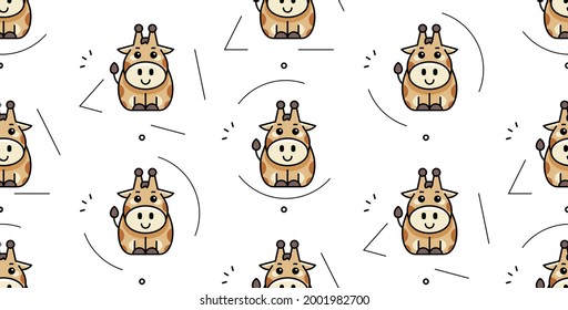 Seamless pattern with giraffes. Icon design. Template elements