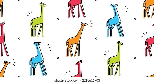 Seamless pattern with Giraffes. isolated on white background