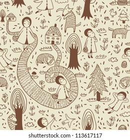seamless pattern with girl