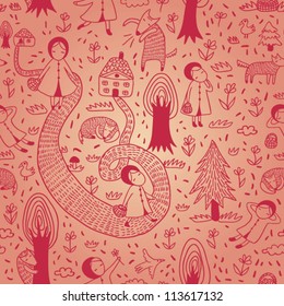 seamless pattern with girl