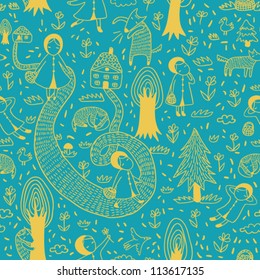 seamless pattern with girl