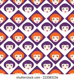 Seamless pattern with girl 