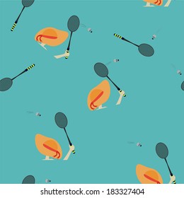 seamless pattern girl and badminton