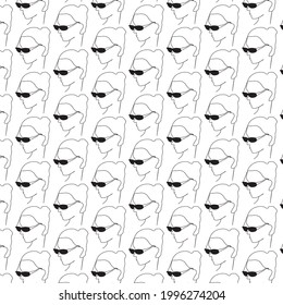 Seamless pattern with a girl with glasses