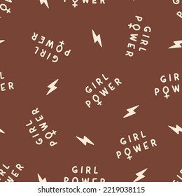 Seamless pattern with girl power text. Feminist print for fabric, clothes or home decor.