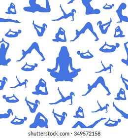 seamless pattern, girls figure yoga on a beautiful background