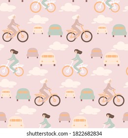 
Patrón sin mar, chicas en bicicleta. Vender fondo rosado. Antecedentes para volante, afiche, compras, para la venta, señal, marketing, venta, banner, web,.