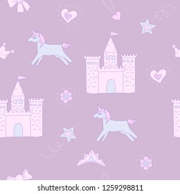 Seamless pattern for girls on the theme of "little princess".