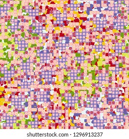 Seamless pattern. Glamorous pixel floral camouflage with backing. 
The background consists of small rounded squares. Easy to edit.