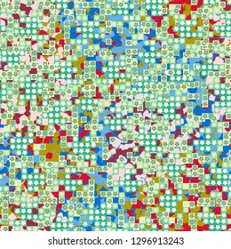 Seamless pattern. Glamorous pixel floral camouflage with backing. 
The background consists of small rounded squares. Easy to edit.