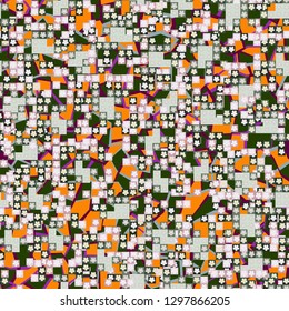 Seamless pattern. Glamorous pixel floral camouflage with backing.
Background consisting of rounded triangles and squares. Easy to edit.