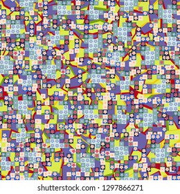 Seamless pattern. Glamorous pixel floral camouflage with backing.
Background consisting of rounded triangles and squares. Easy to edit.