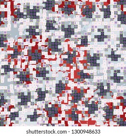 Seamless pattern. Glamorous pixel floral camouflage with backing.
The background consists of branched blots. Editable.