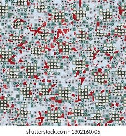 Seamless pattern. Glamorous pixel floral camouflage with backing.
The background consists of five-petal elements. Editable.