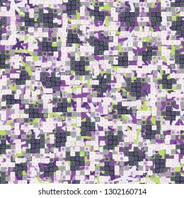 Seamless pattern. Glamorous pixel floral camouflage with backing.
The background consists of five-petal elements. Editable.