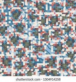 Seamless pattern. Glamorous pixel floral camouflage with backing.
The background consists of a marble texture. Editable.