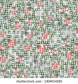 Seamless pattern. Glamorous pixel floral camouflage with backing.
The background consists of a marble texture. Editable.