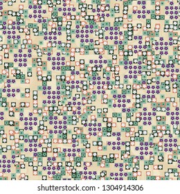Seamless pattern. Glamorous pixel floral camouflage with backing.
The background consists of a marble texture. Editable.