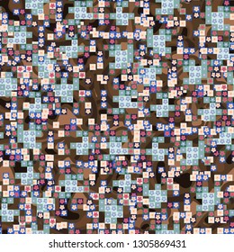 Seamless pattern. Glamorous pixel floral camouflage with backing.
The background consists of chaos smoothly curved abstract elements. Editable.