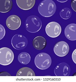 Seamless pattern of glass balls in blue tones .