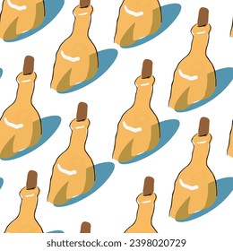 seamless pattern with glass bottle with a letter in the sea in a vector with flat style. illustration of an object on the theme of tales of cartoon pirates adventures