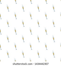 seamless pattern with 
a glass of champagne