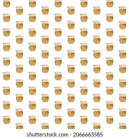 Seamless pattern with glass jars of honey on a transparent background (Swatches, EPS 10)