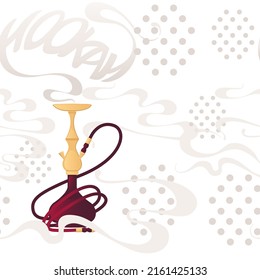 Seamless pattern Glass and metal hookah with aroma smoke vector illustration on white background