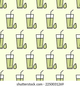 A seamless pattern with a glass of pear juice.