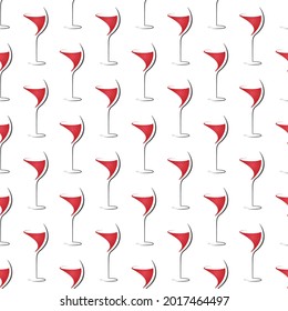 Seamless pattern with a glass of red wine for textures, textiles and simple backgrounds. Scalable vector graphics