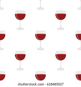 Seamless Pattern Of Glass For Wine, Merlot, Cabernet, Sangria. Cocktail Glassware. Cartoon Flat Style.