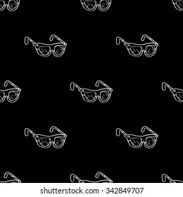 Seamless pattern with glasses. Graphic hand drawn background.