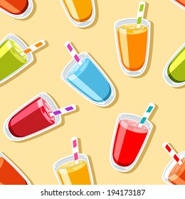 Seamless pattern with glasses of juice 