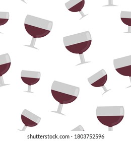 Seamless pattern from glasses of red wine. vector illustration in flat style.
