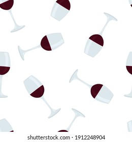 Seamless pattern with glasses of red wine