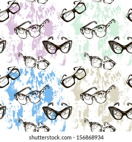 seamless pattern from glasses in vintage style