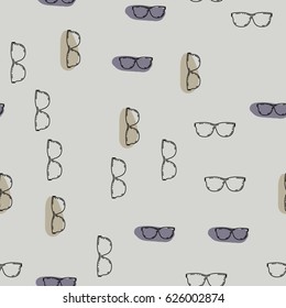 Seamless pattern with glasses. vintage vector background with eyeglasses.