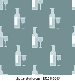 Seamless pattern with glasses and wine