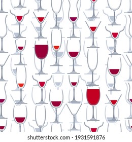 Seamless pattern with glasses of wine. Endless texture for your design.