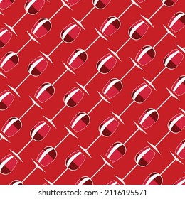 Seamless pattern "Glasses of wine on red background" in vector