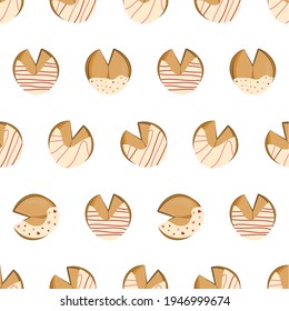 Seamless pattern with glazed Chinese fortune cookies. Vector illustration.