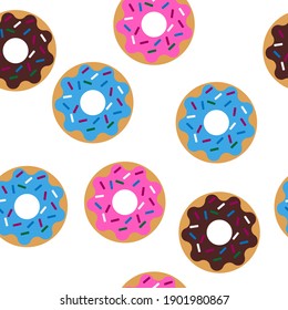 Seamless pattern with glazed donuts