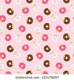 Seamless pattern with glazed donuts