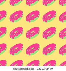 Seamless pattern with glazed donuts